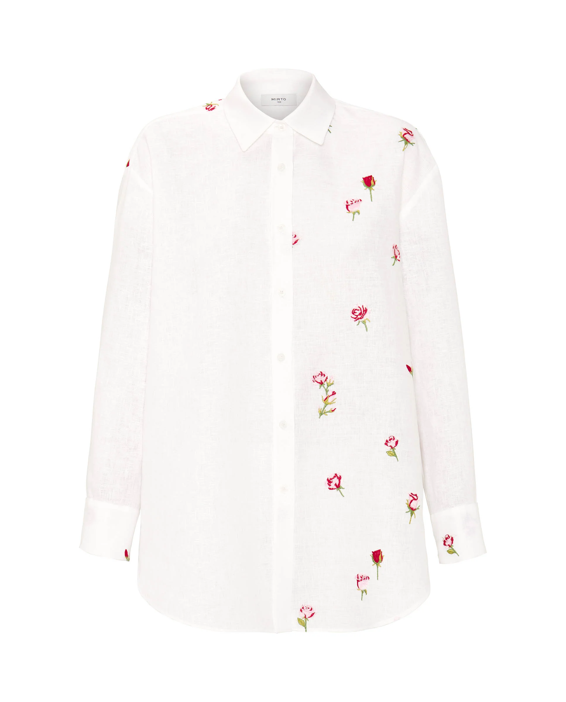 Camisa blanca con bordados florales de lino - Image 4