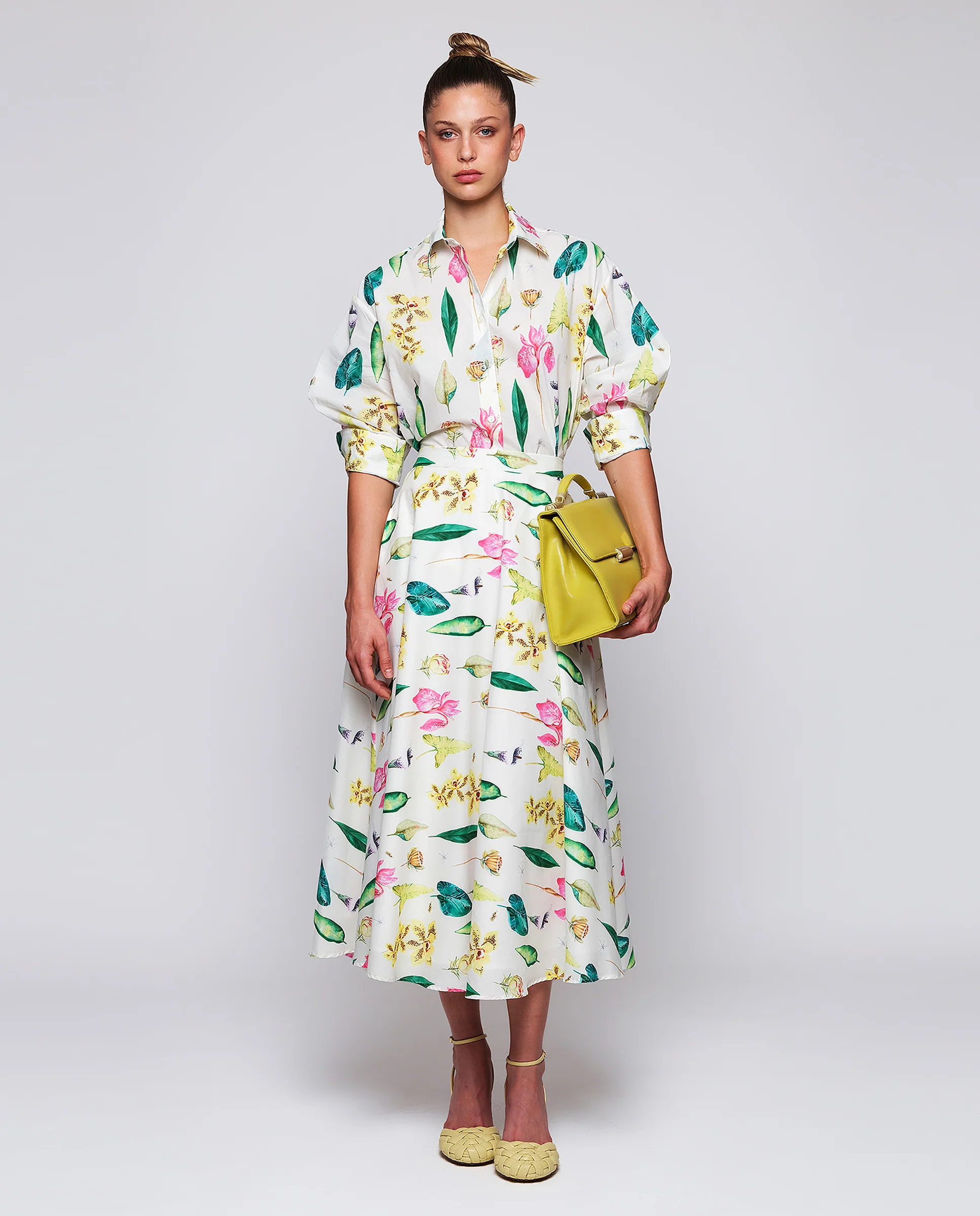 Camisa blanca estampado botánico algodón - Image 3