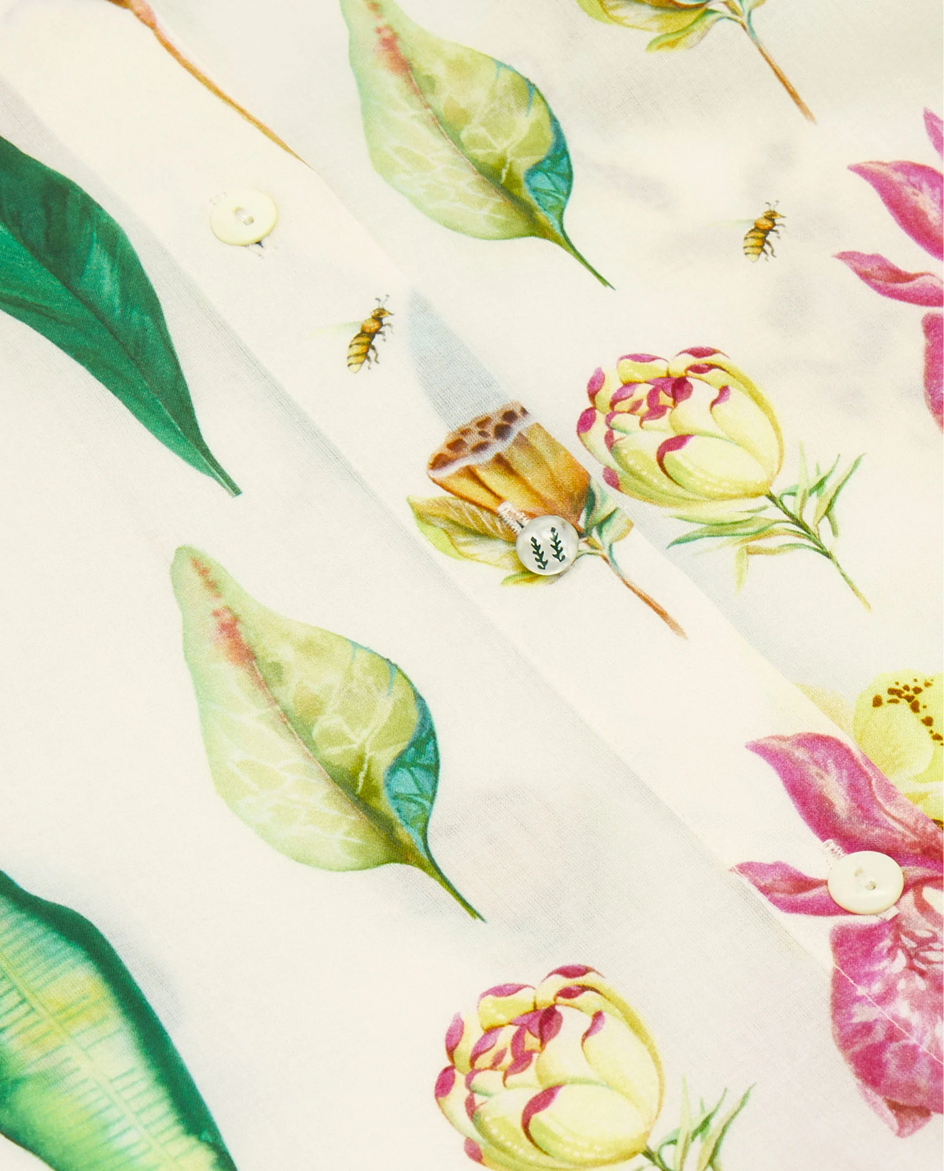 Camisa blanca estampado botánico algodón - Image 7