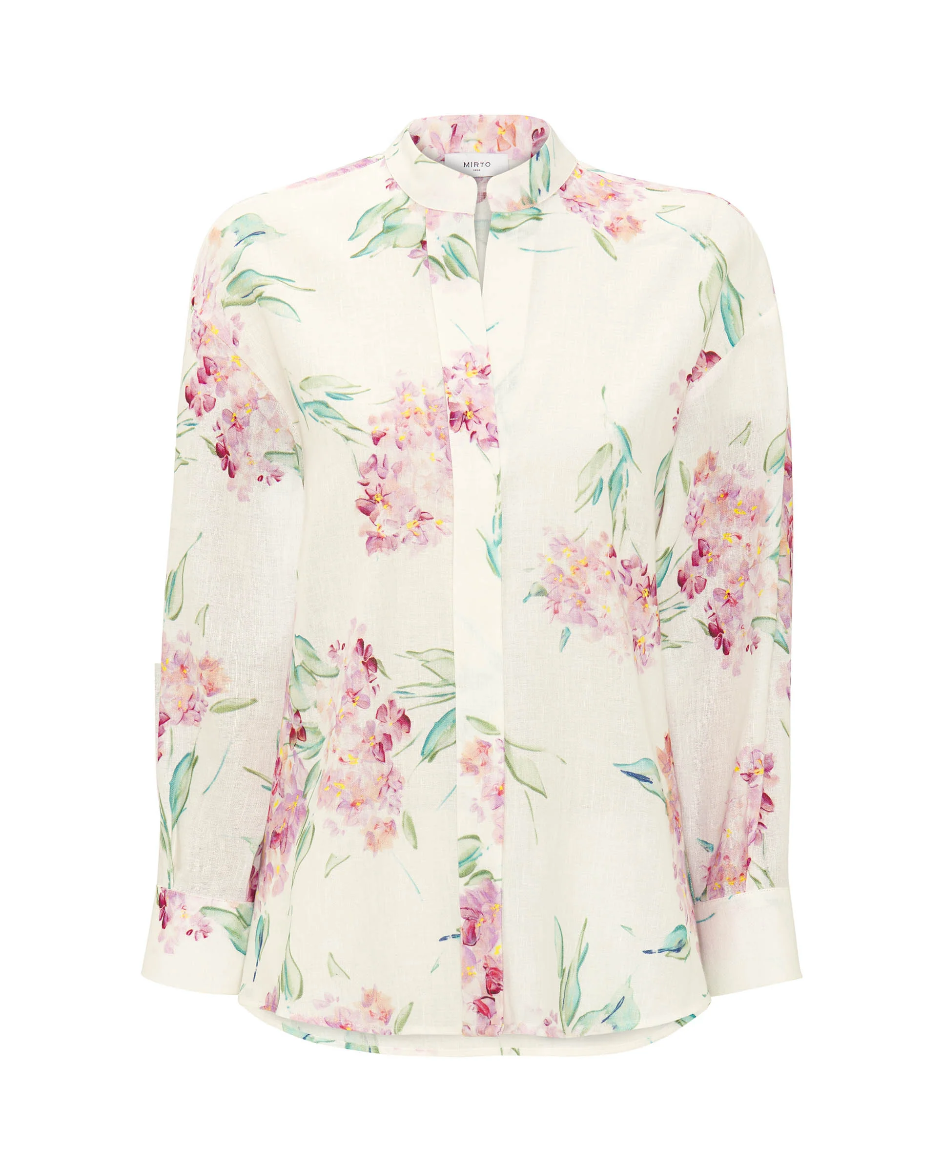 Camisa blanca estampado floral de lino algodón - Image 4