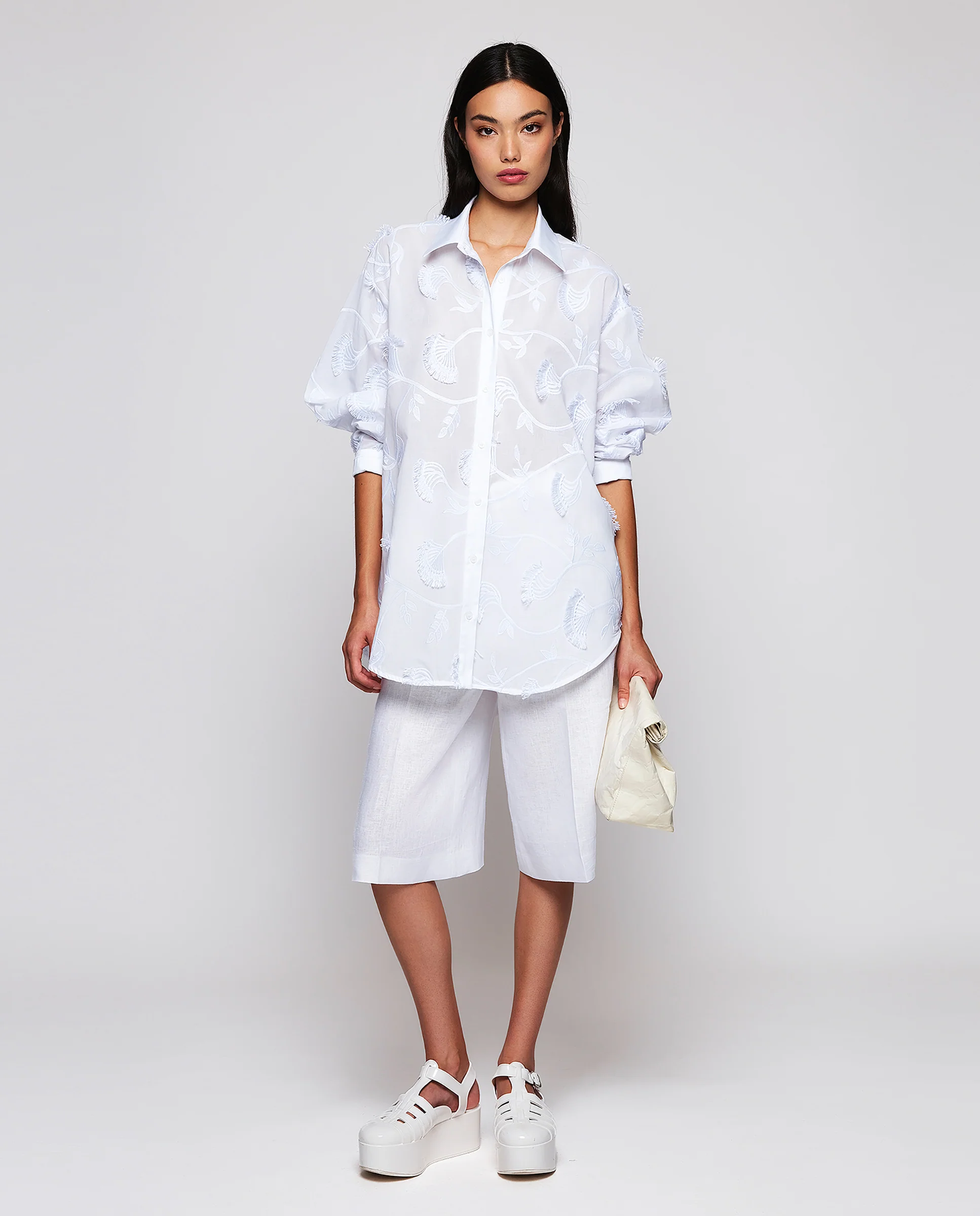 Camisa de bordado floral fil coupé - Image 3