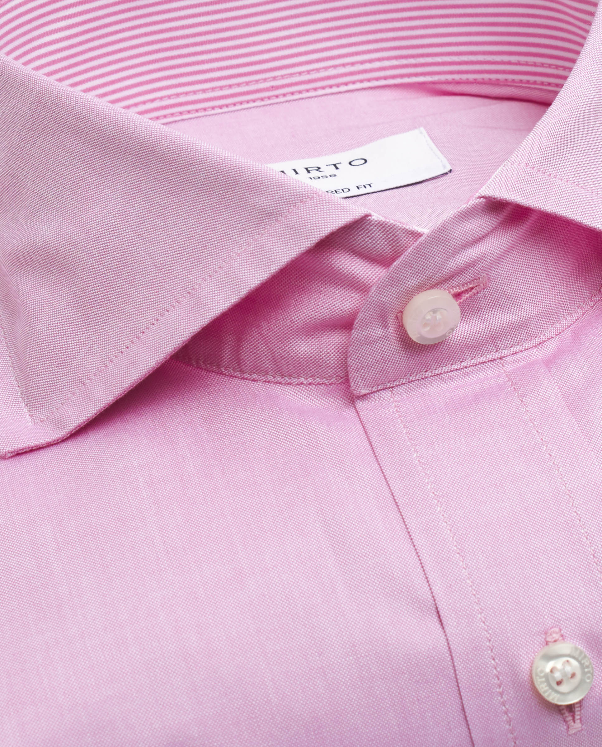 Camisa casual lisa semi-entallada rosa - Image 5