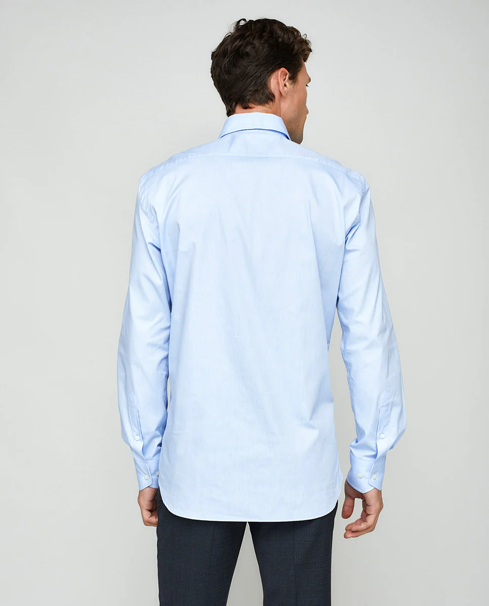 Camisa casual lisa semi-entallada azul - Image 3