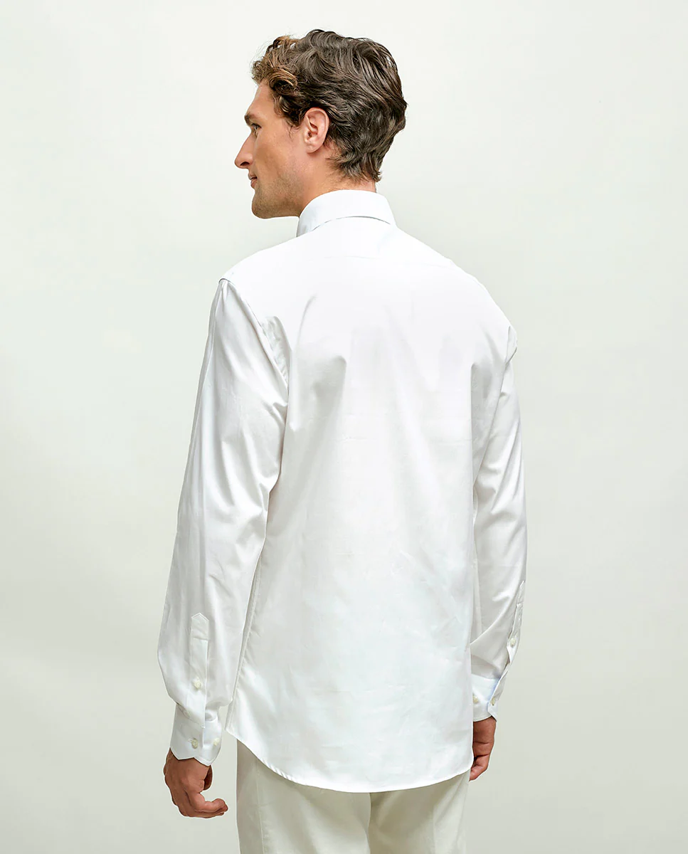 Camisa casual lisa semi-entallada blanco - Image 3