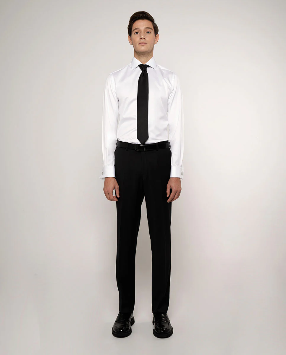 Camisa semi-entallada puño doble blanco - Image 4