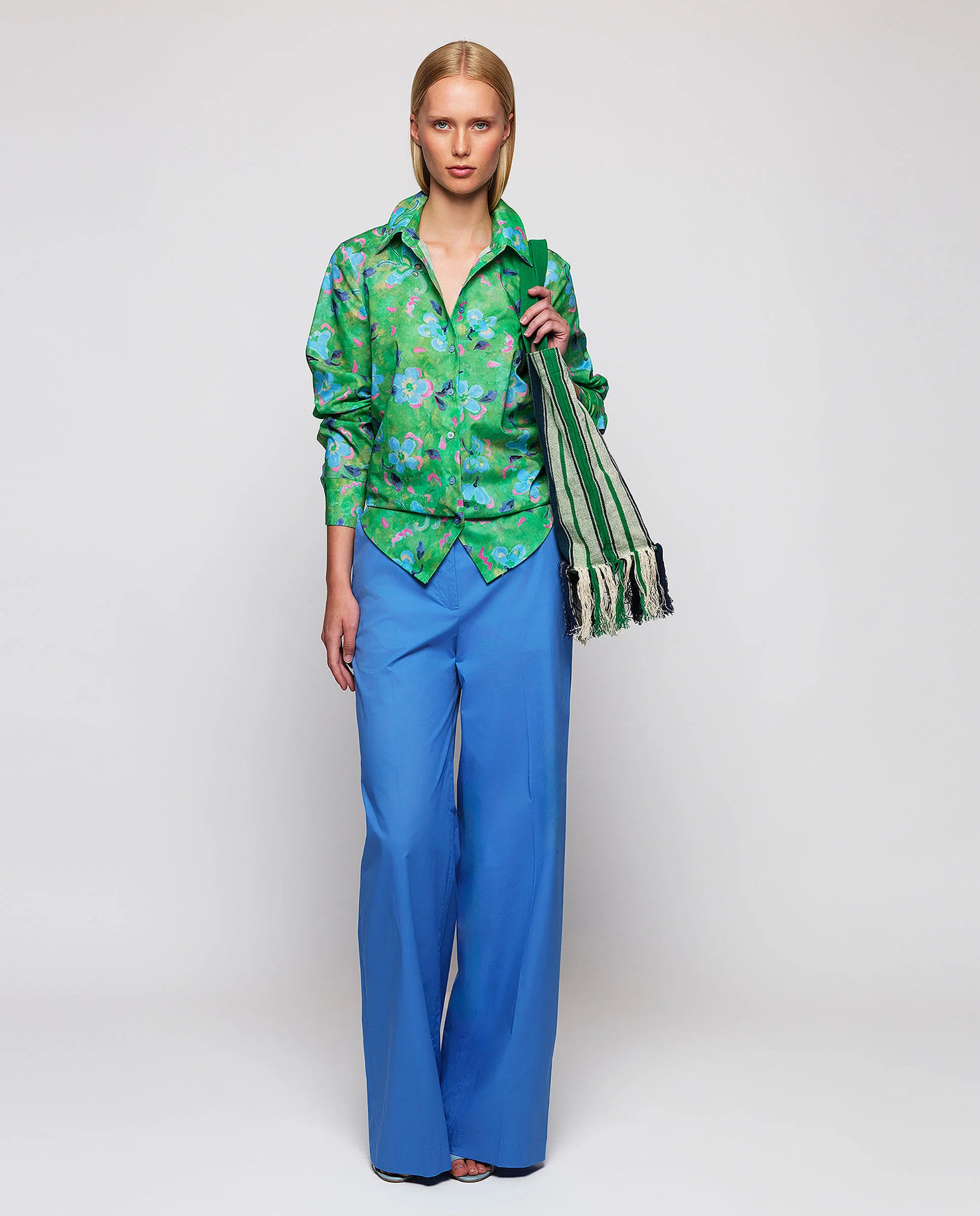 Camisa verde estampado floral de algodón - Image 3