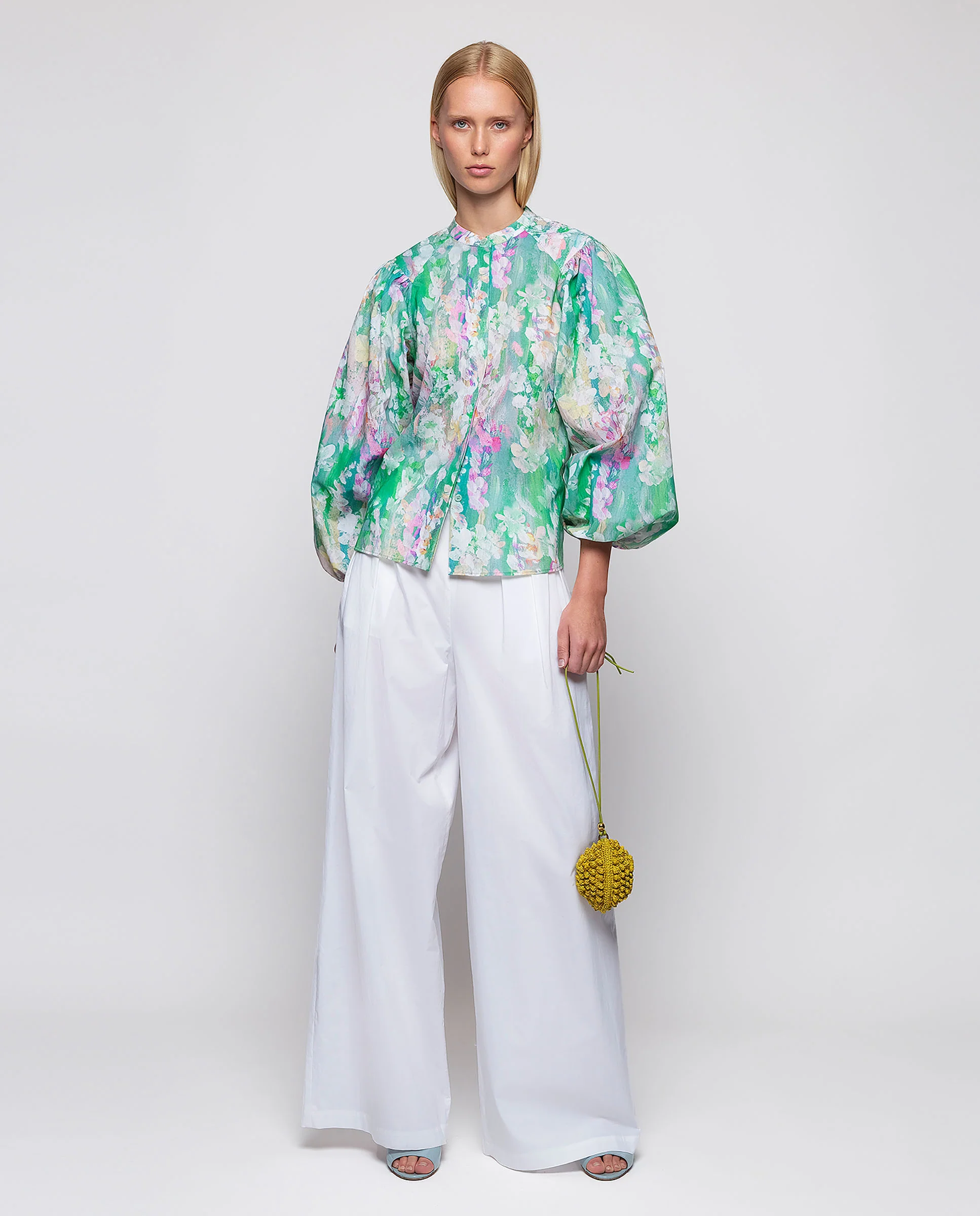 Camisa verde estampado pinceladas de algodón - Image 3