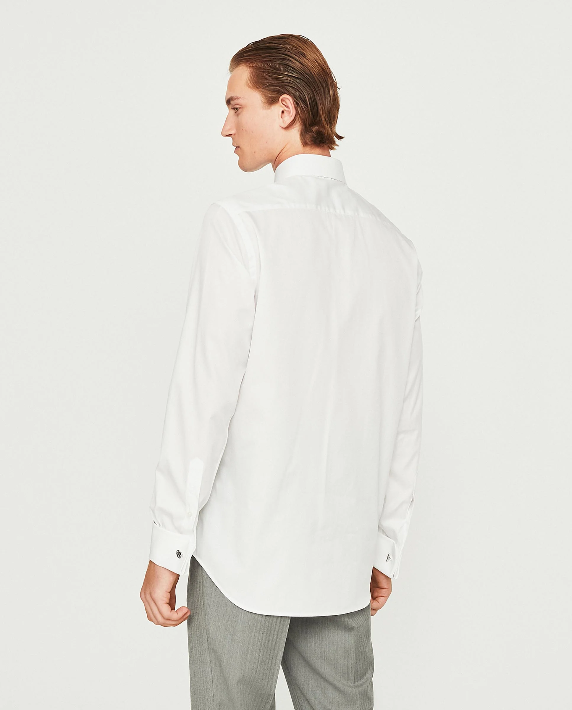 Camisa vestir puño doble popelín blanco - Image 3