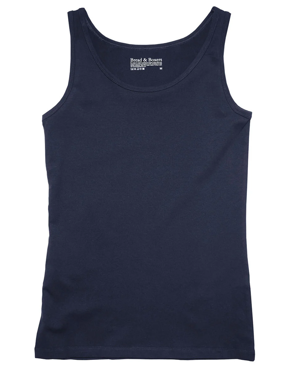 Camiseta sin mangas de canalé algodón orgánico azul marino - Image 4