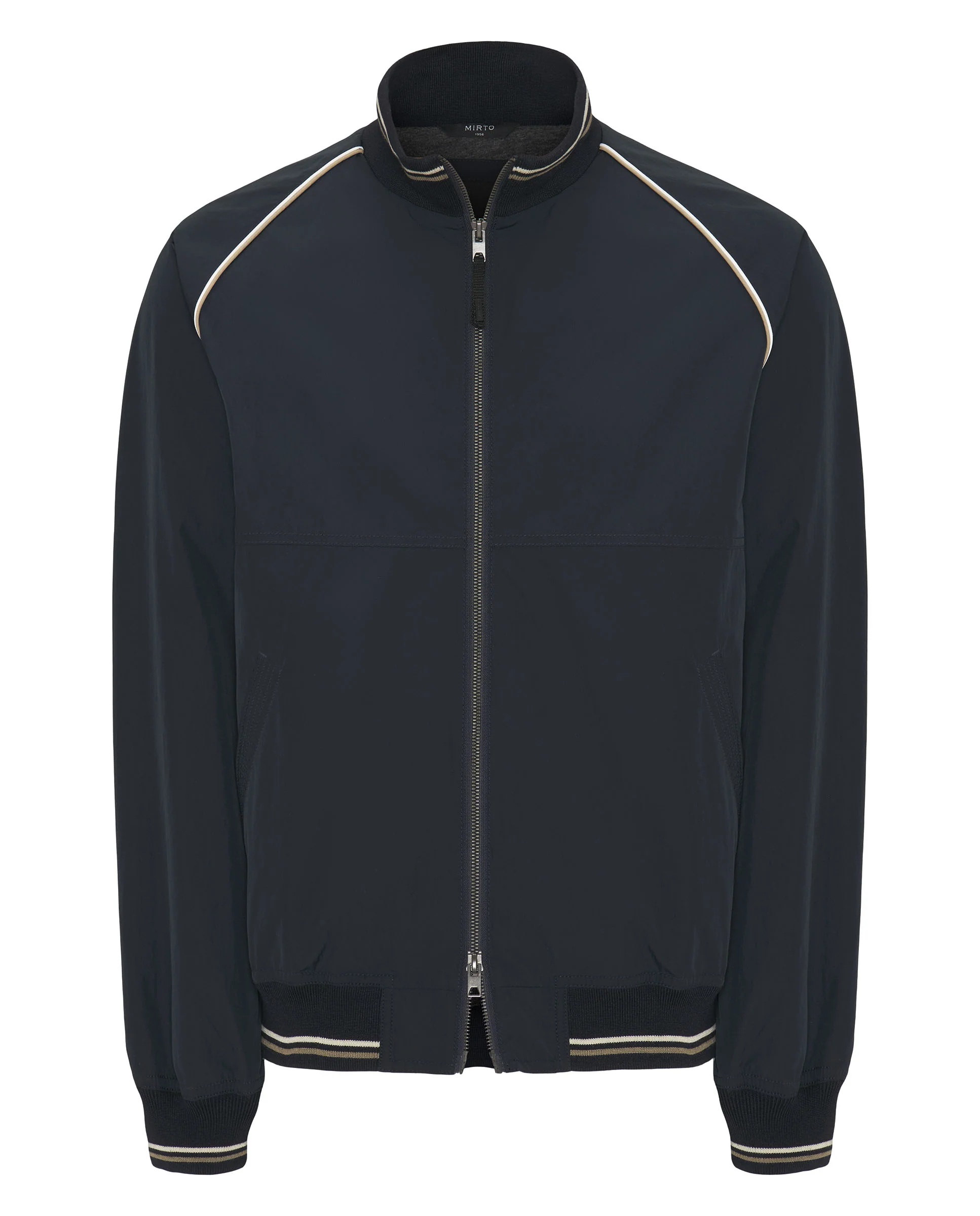 Cazadora Bomber azul oscuro con ribetes - Image 4