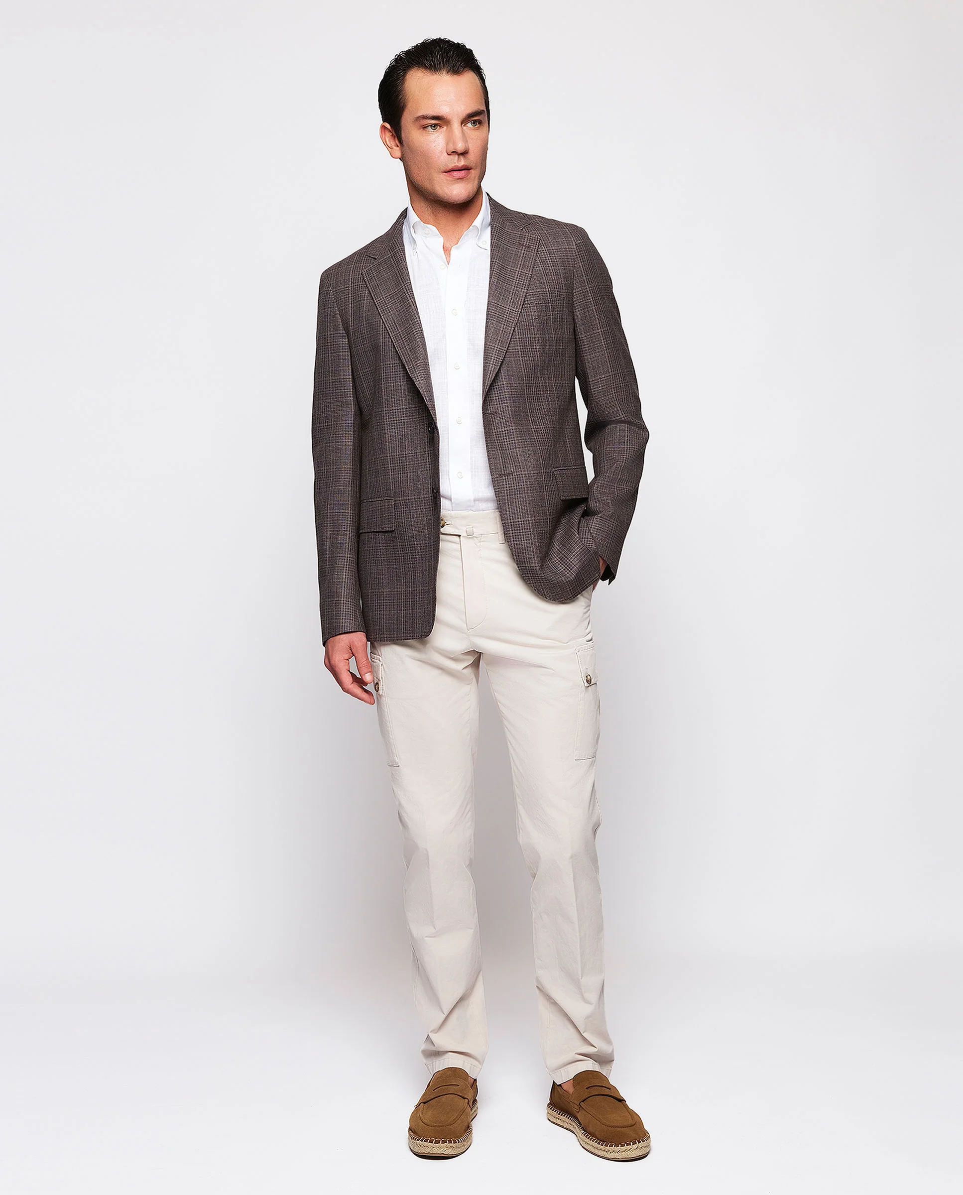Chaqueta de cuadros marrones - Image 3