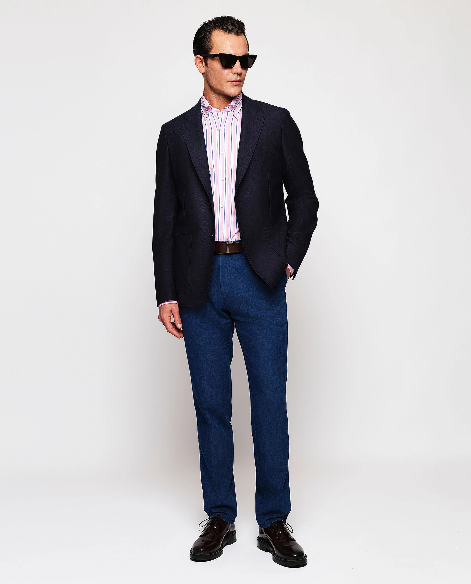 Pantalón casual azul oscuro espiga - Image 3