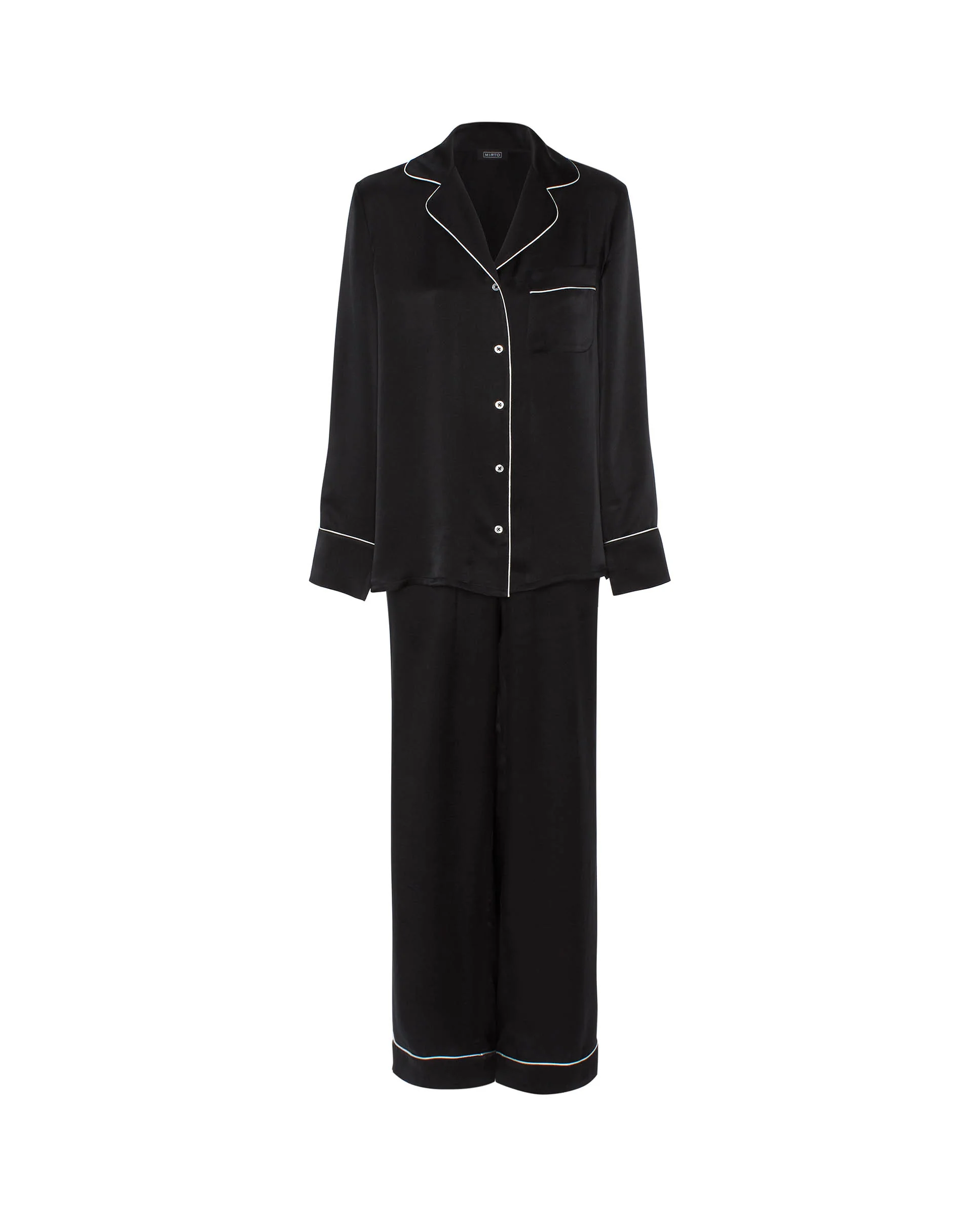 Pijama largo negro de seda - Image 3