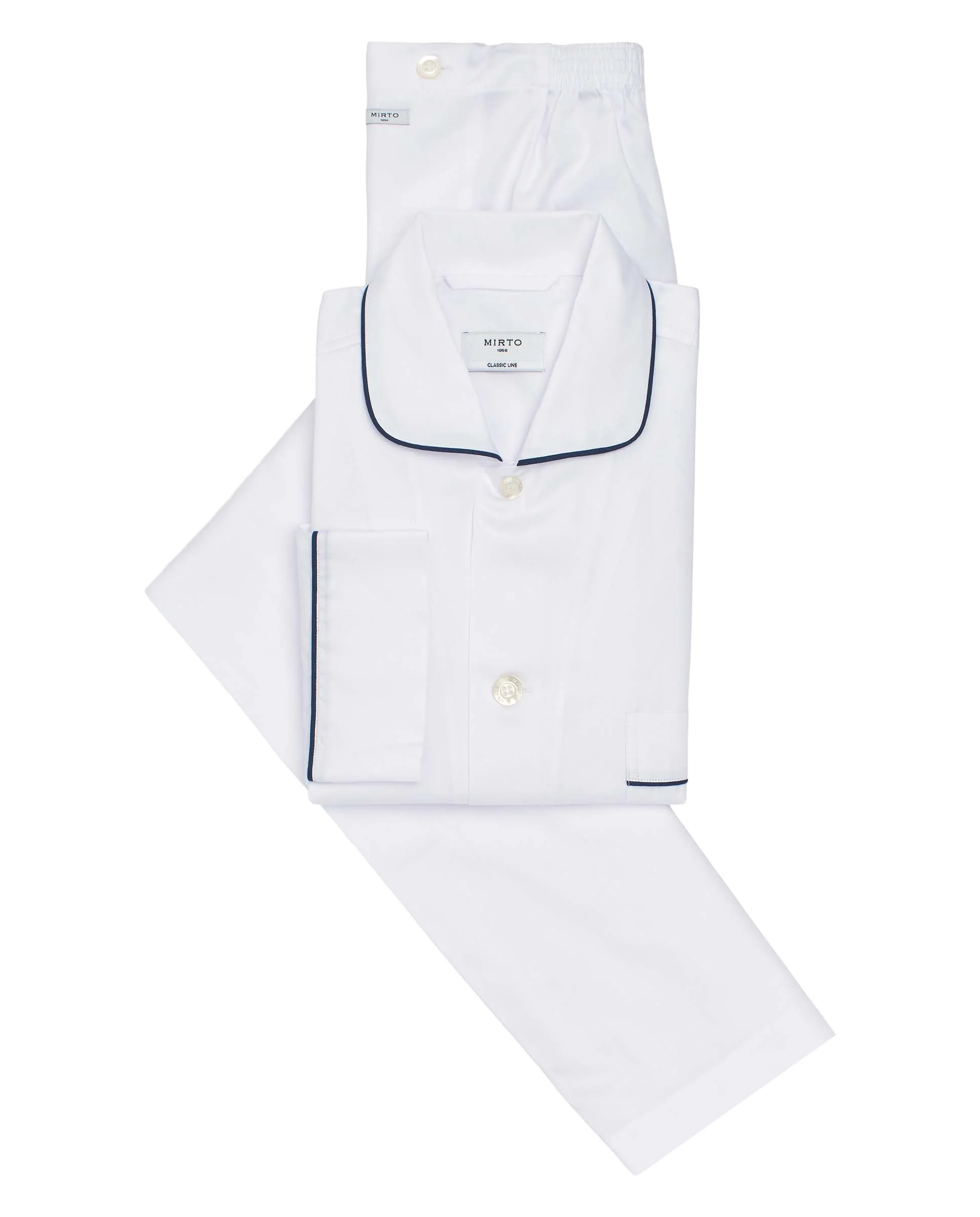 Pijama largo de algodón satinado blanco - Image 3