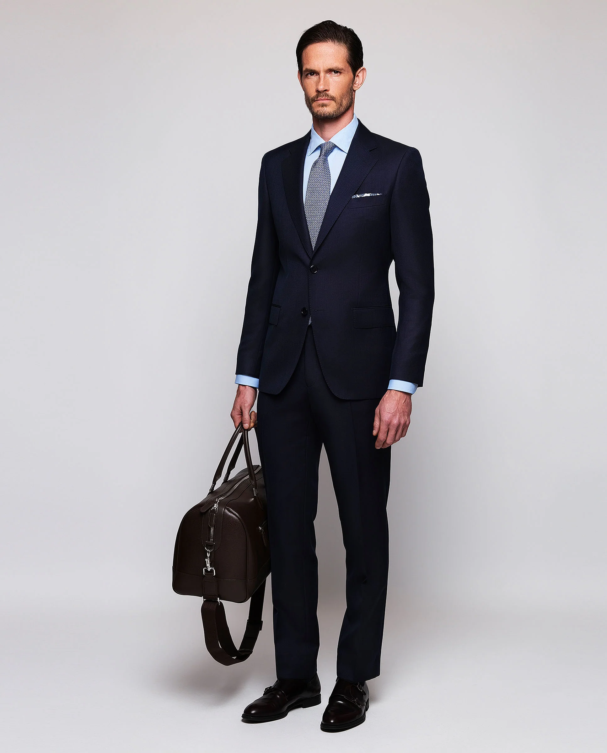 Traje azul royal de lana microestructura - Image 3