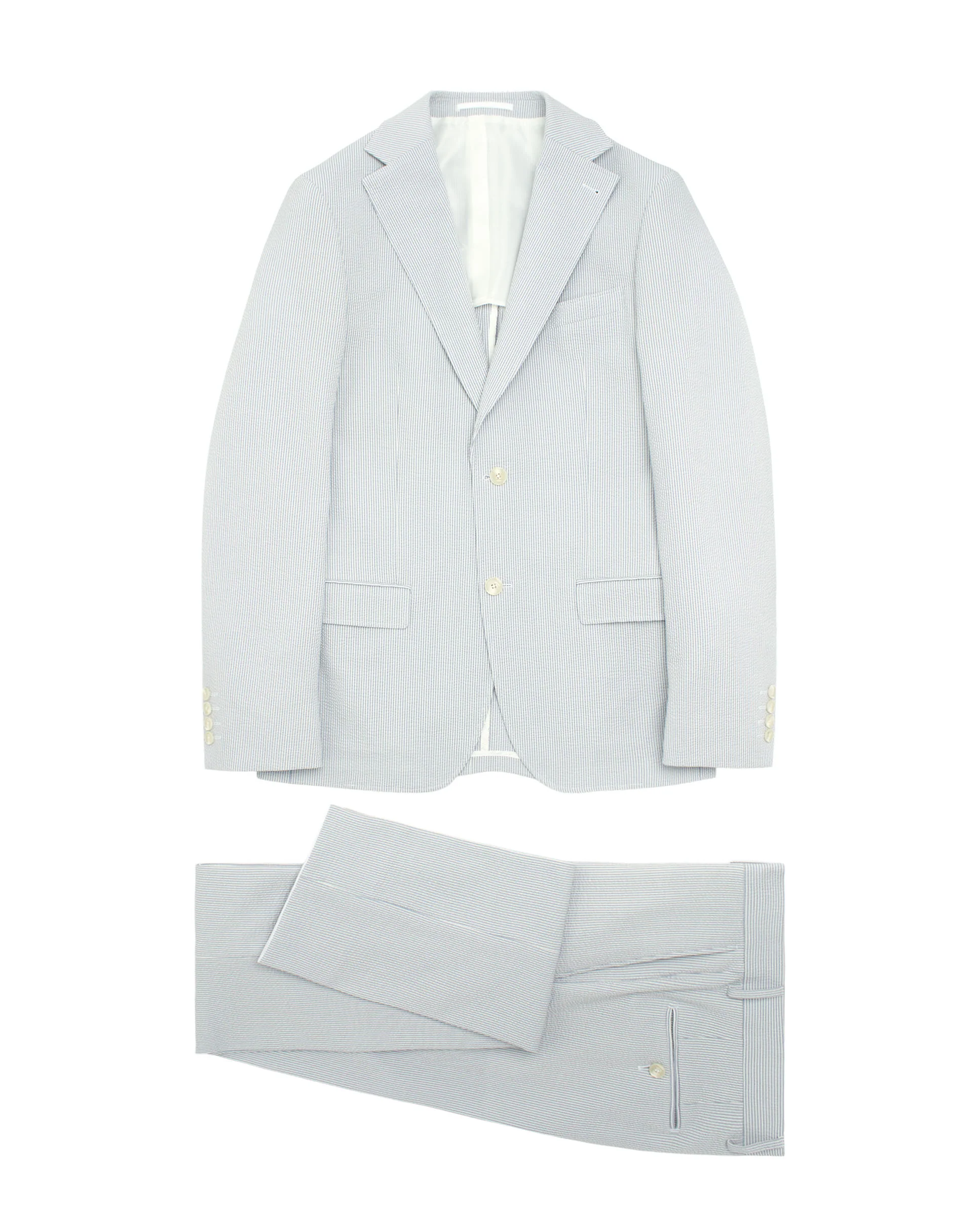 Traje gris de algodón seersucker raya - Image 4