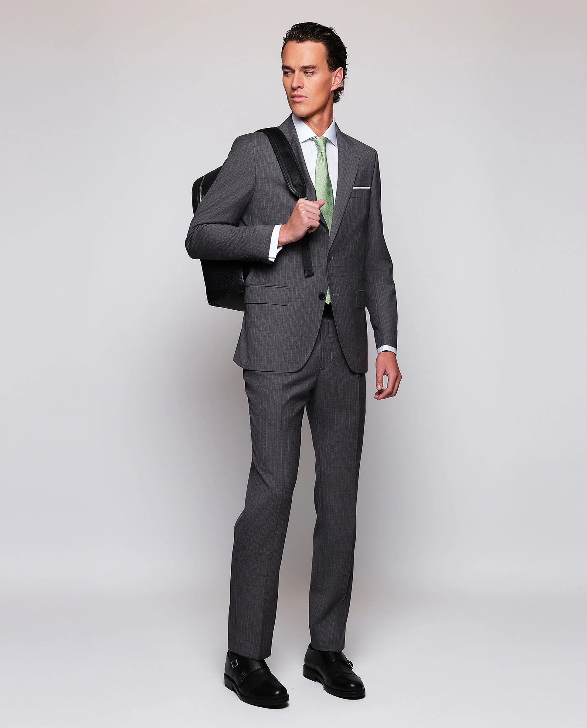 Traje gris de lana raya diplomática - Image 3