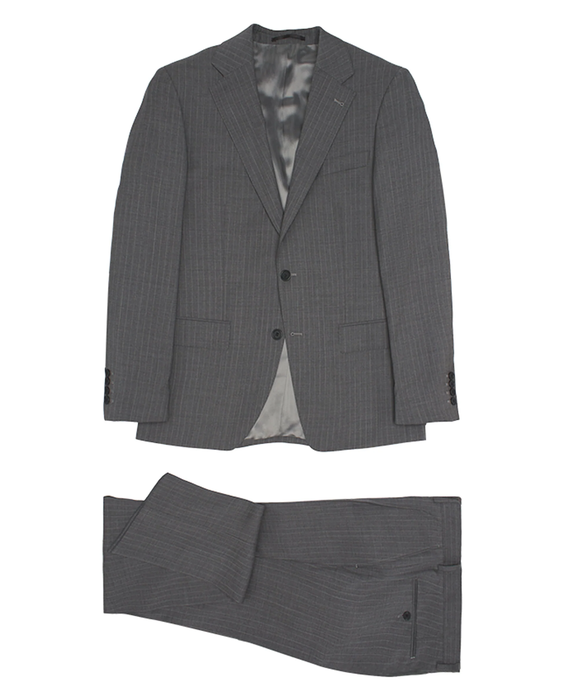 Traje gris de lana raya diplomática - Image 4