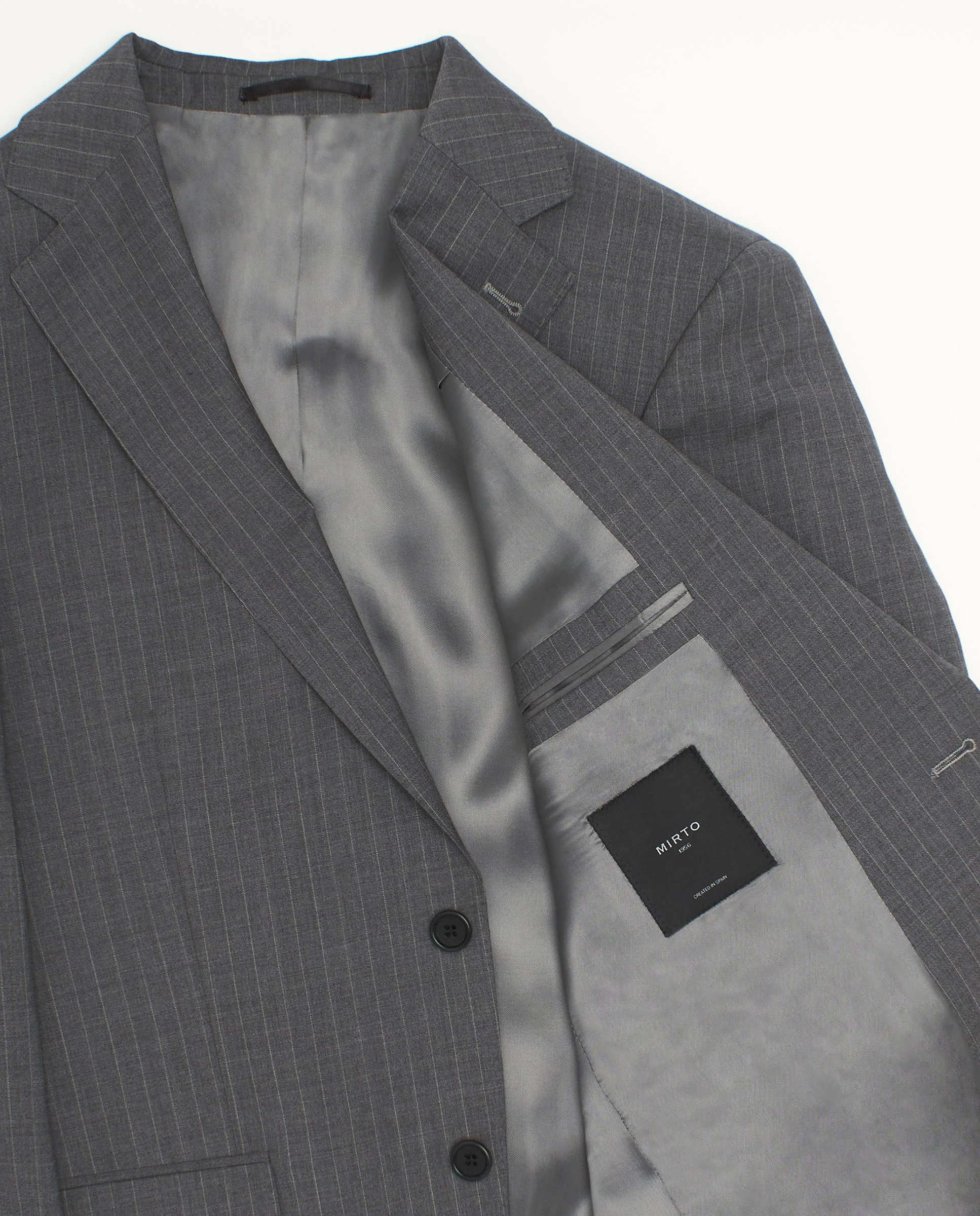 Traje gris de lana raya diplomática - Image 5